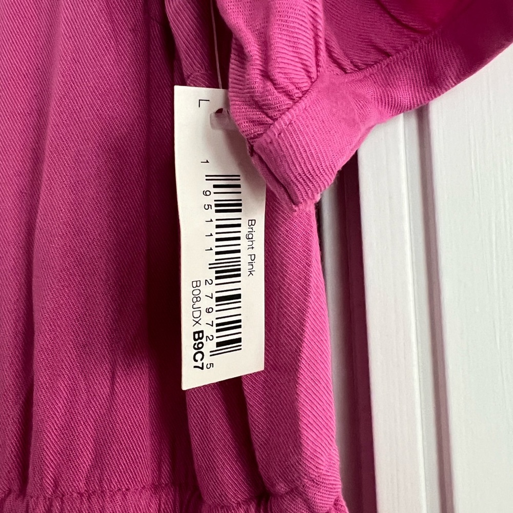 Amazon Essentials Pink Button-Front Midi Dress - Picture 7 of 9